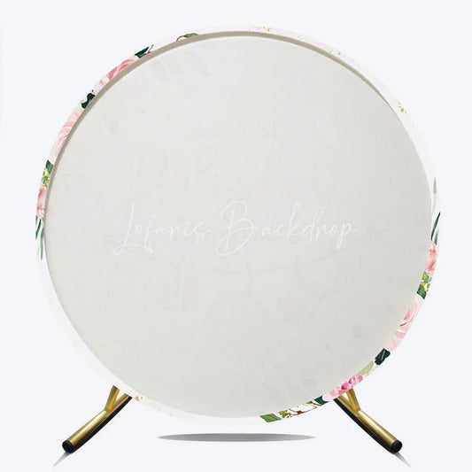 Lofaris Pink Watercolor Floral Baby Girl Round Backdrop A Sweet Is On Her Way Clothesline Decor for Shower