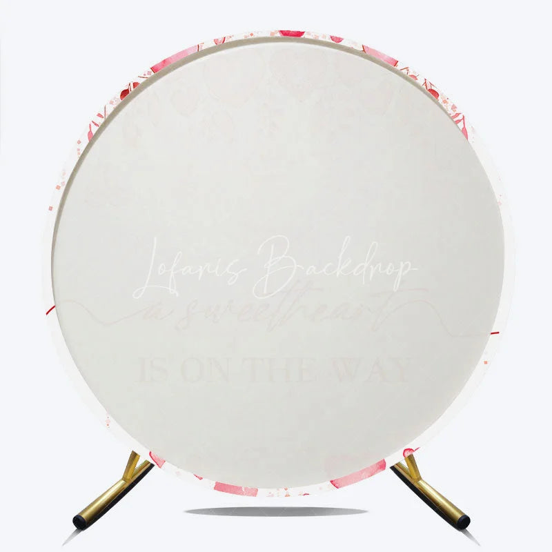 Lofaris Pink Watercolor Hearts Round Backdrop Sweetheart is on the Way Baby Shower Background Girl Circle Cover Photo Shoot Prop