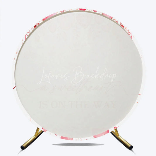 Lofaris Pink Watercolor Hearts Round Backdrop Sweetheart is on the Way Baby Shower Background Girl Circle Cover Photo Shoot Prop