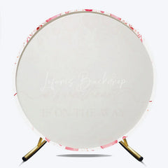 Lofaris Pink Watercolor Hearts Round Backdrop Sweetheart is on the Way Baby Shower Background Girl Circle Cover Photo Shoot Prop