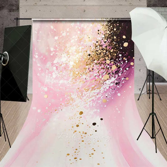 Lofaris Pink White and Purple Abstract Painting Art Backdrop Luxury Gold Foil Splatter Photography Background