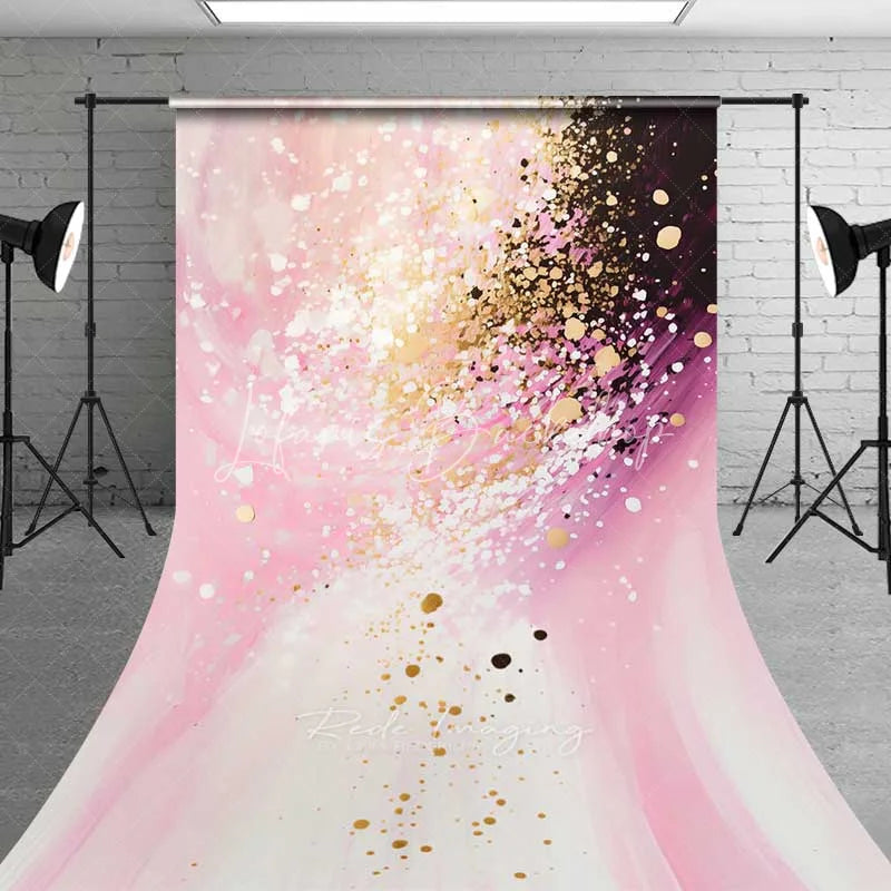 Lofaris Pink White and Purple Abstract Painting Art Backdrop Luxury Gold Foil Splatter Photography Background