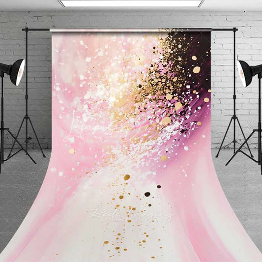 Lofaris Pink White and Purple Abstract Painting Art Backdrop Luxury Gold Foil Splatter Photography Background