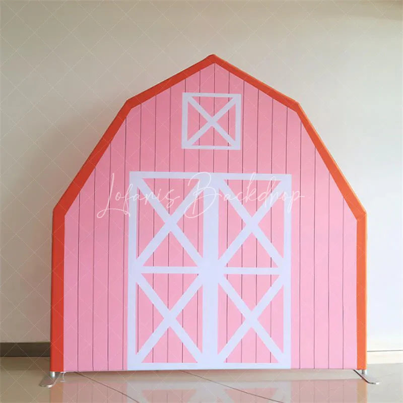 Lofaris Pink White Farm Barn Door Arch Party Decor Backdrop