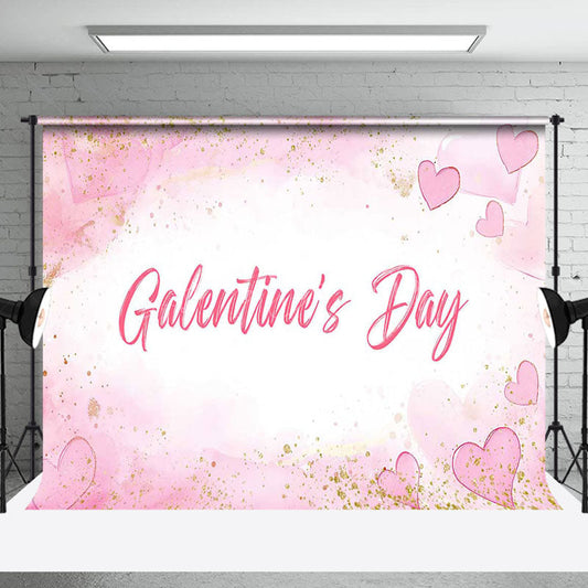 Lofaris Pink White Heart Gold Glitter Galentines Day Backdrop