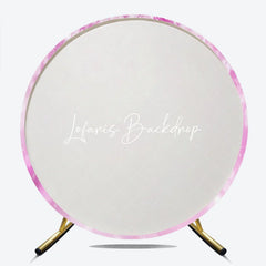 Lofaris Pink Winter Wonderland Round Backdrop with White Snowflakes and Sparkling Bokeh Festive Celebration Decor