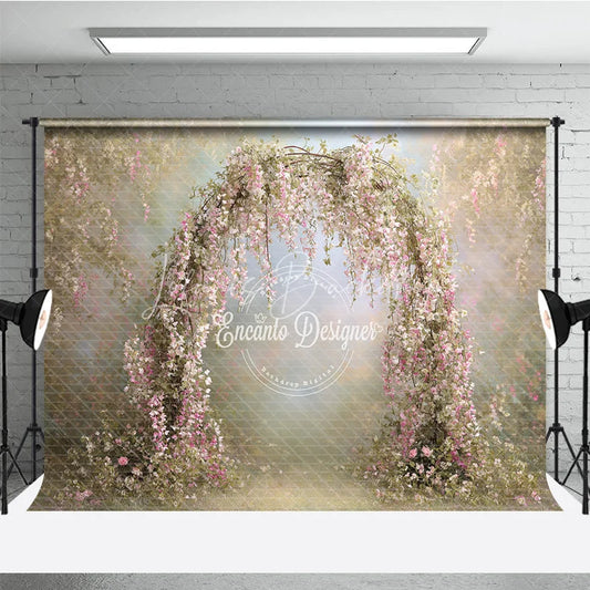 Lofaris Pink Wisteria Floral Arch Backdrop Spring Garden Photo Prop Enchanted Wedding Bridal Shower Decor