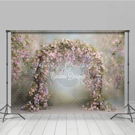 Lofaris Pink Wisteria Floral Arch Backdrop Wedding Garden Photo Prop Spring Purple Flower Bridal Shower Decor