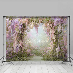 Lofaris Pink Wisteria Floral Archway Backdrop Enchanted Garden Path Spring Wedding Bridal Shower Photo Prop