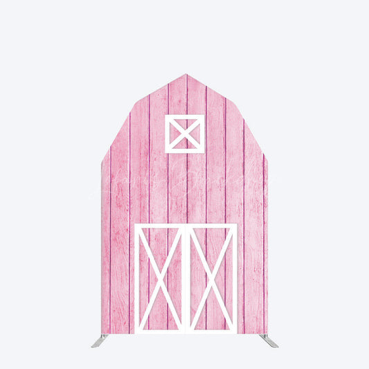 Lofaris Pink Wooden Farm House Barn Door Arch Party Backdrop