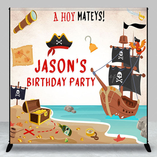 Lofaris Pirate Hoy Mateys Custom Name Birthday Party Backdrop