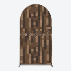 Lofaris Pixelated Block Style Arch Backdrop Kit with Green Grass Dirt and Wood Textures for Game Themed Parties
