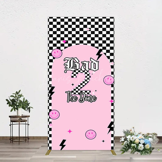 Lofaris Plaid Bad 2 The Bone Pink Birthday Rectangle Backdrop