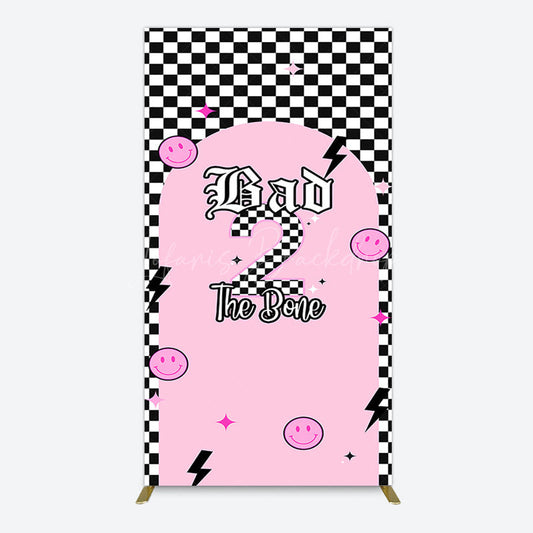 Lofaris Plaid Bad 2 The Bone Pink Birthday Rectangle Backdrop