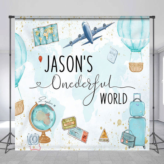 Lofaris Plane Hot Air Balloon Onderful World Custom Backdrop
