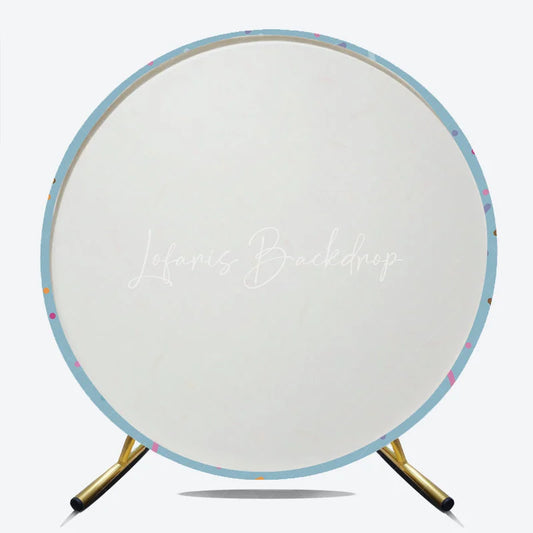 Lofaris Playful Light Blue Round Backdrop with Colorful Sprinkles and Stars Sweet Dessert Theme Party Decor