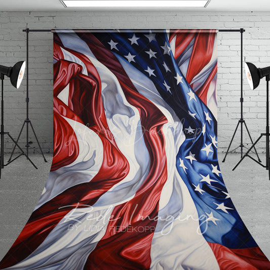 Lofaris Pleated American Flag Independence Day Sweep Backdrop