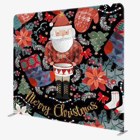 Lofaris Poinsettia Santa Claus Christmas Pillow Case Backdrop