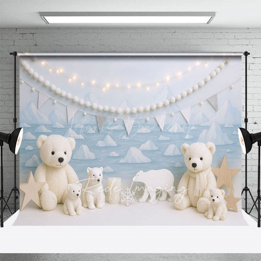 Lofaris Polar Bear Glacier White Pearl Cake Smash Backdrop