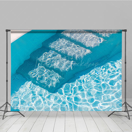 Lofaris Pool Water Bricks Baby Blue Summer Vibe Backdrop