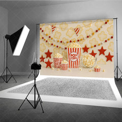 Lofaris Popcorn Movie Night Theme Photography Backdrop Red and White Striped Birthday Party Photo Background