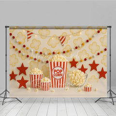 Lofaris Popcorn Movie Night Theme Photography Backdrop Red and White Striped Birthday Party Photo Background