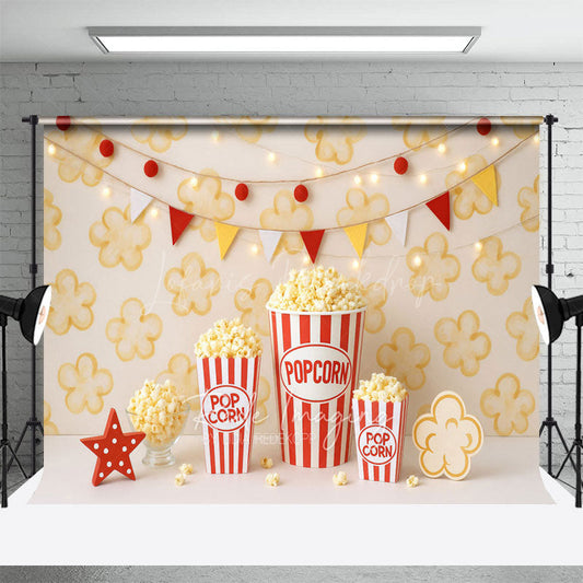 Lofaris Popcorn Wall Flags Light Photo Cake Smash Backdrop