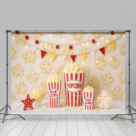 Lofaris Popcorn Wall Flags Light Photo Cake Smash Backdrop