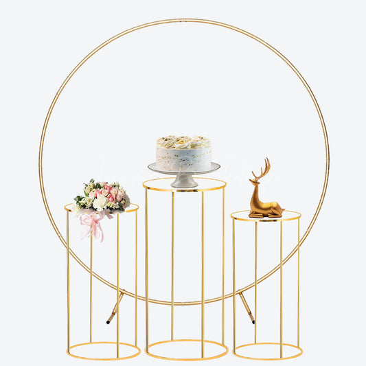 Lofaris Praying Angel Baptism Round Backdrop Kit Pink and Gold Glitter with Stars Girls Christening or First Communion