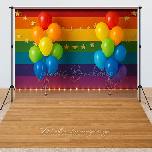Lofaris Pride Month Colored Balloon Wood Combo Set Backdrop