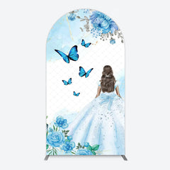 Lofaris Princess and Butterflies Arch Backdrop Mis Quince A?os Sweet 16 Birthday Elegant Girl Party Photo Booth Decor