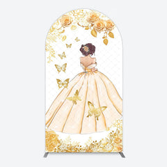 Lofaris Princess and Butterflies Arch Backdrop Mis Quince A?os Sweet 16 Birthday Elegant Girl Party Photo Booth Decor