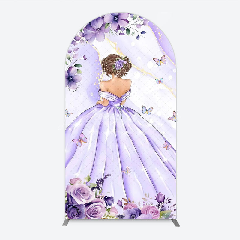 Lofaris Princess and Butterflies Arch Backdrop Mis Quince A?os Sweet 16 Birthday Elegant Girl Party Photo Booth Decor