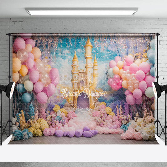 Lofaris Princess Castle Balloons Birthday Photography Backdrop