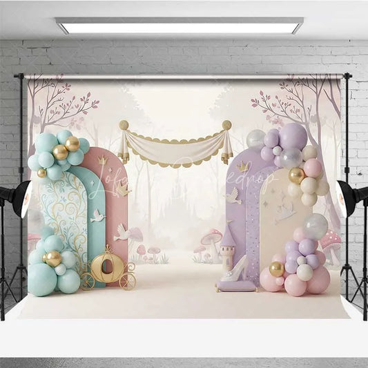 Lofaris Princess Castle Carriage Photography Backdrop Fairy Tale Glass Slipper Party Banner