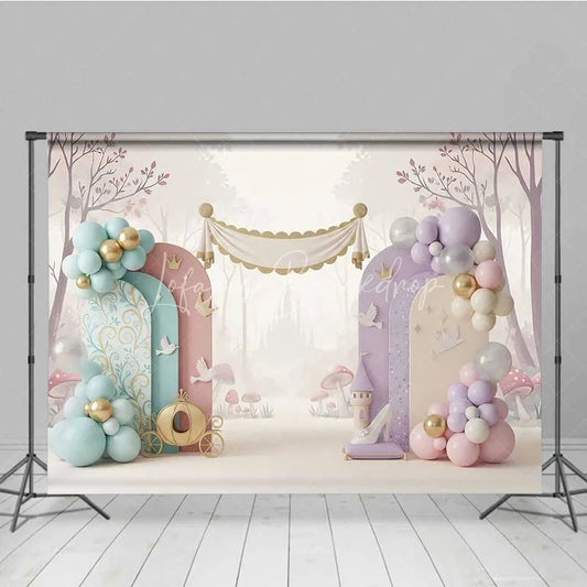 Lofaris Princess Castle Carriage Photography Backdrop Fairy Tale Glass Slipper Party Banner