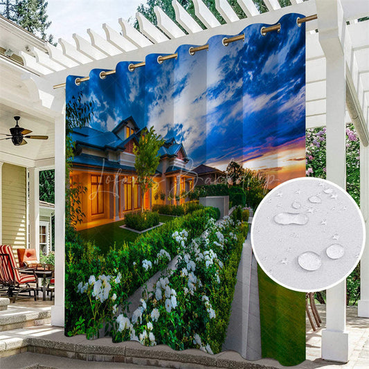 Lofaris Printed Garden Landscape Waterproof Outdoor Curtains For Porch