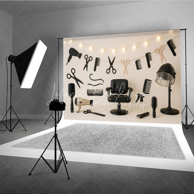 Lofaris Professional Hair Salon and Barber Shop Photo Backdrop Stylist Tools Birthday Photography Background