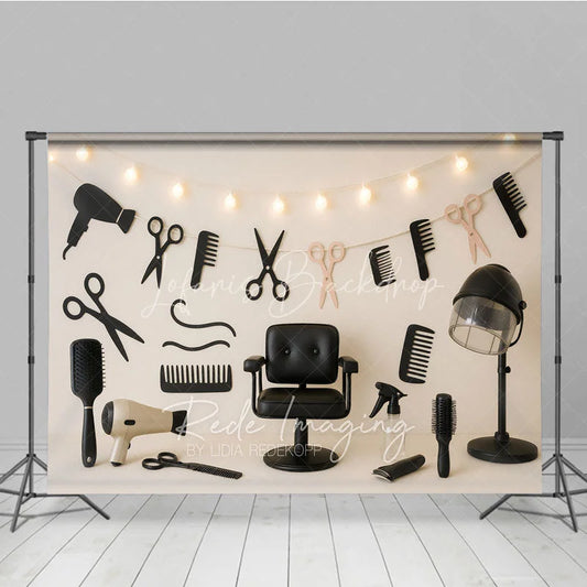 Lofaris Professional Hair Salon and Barber Shop Photo Backdrop Stylist Tools Birthday Photography Background