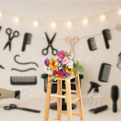 Lofaris Professional Hair Salon and Barber Shop Photo Backdrop Stylist Tools Birthday Photography Background