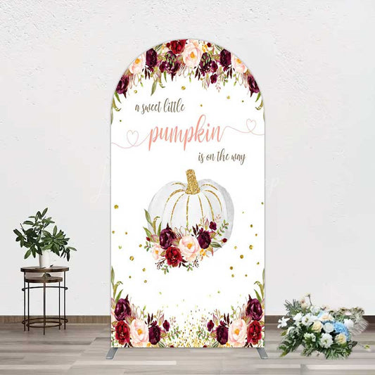 Lofaris Pumpkin On The Way Floral Baby Shower Arch Backdrop