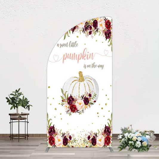 Lofaris Pumpkin On The Way Floral Baby Shower Half Moon Arch Backdrop