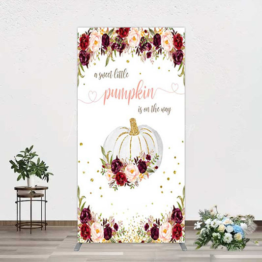 Lofaris Pumpkin On The Way Floral Baby Shower Rectangle Backdrop