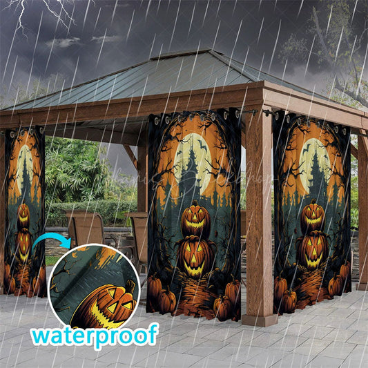 Lofaris Pumpkin Path Waterproof Printed Outdoor Curtains