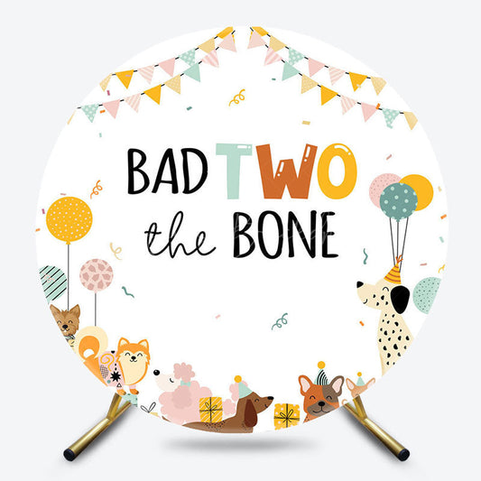 Lofaris Puppy Park Bad Two The Bone Round Birthday Backdrop