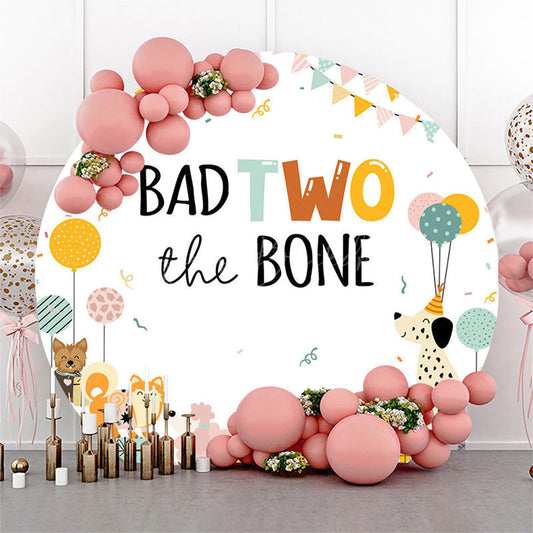 Lofaris Puppy Park Bad Two The Bone Round Birthday Backdrop