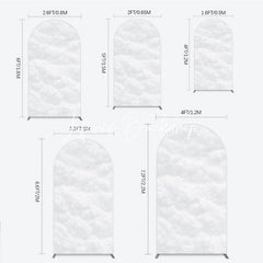 Lofaris Pure White Textured Snowy Cloud Round Top Arch Backdrop Ethereal Winter Wonderland Party Decor.