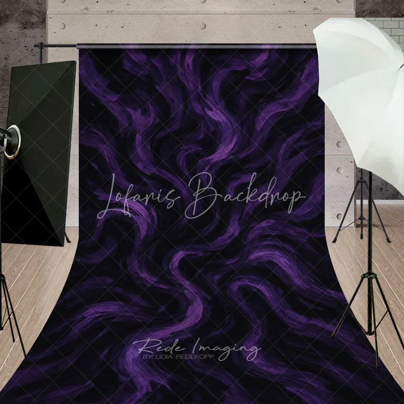 Lofaris Purple and Black Abstract Swirling Brushstroke Sweep Backdrop Artistic Textured Design for Photography