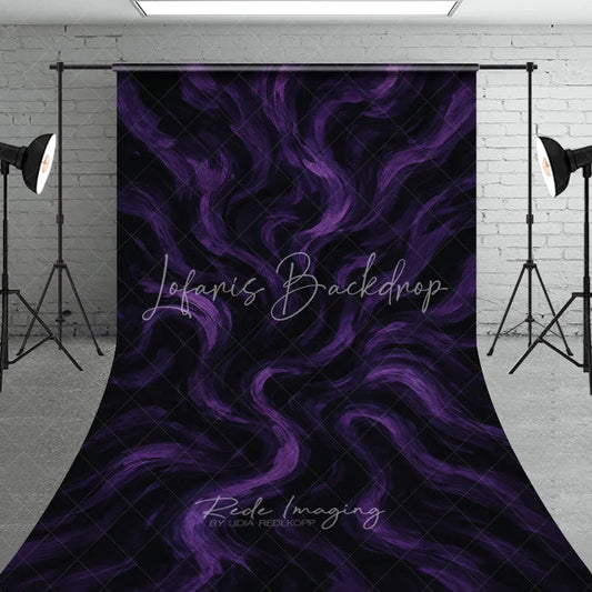 Lofaris Purple and Black Abstract Swirling Brushstroke Sweep Backdrop Artistic Textured Design for Photography