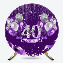 Lofaris Purple Balloons Glitter 40th Birthday Round Backdrop